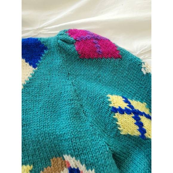 Vintage Rare Berek Wool Knit Horse Carousel Cardigan Sweater M - Picture 7 of 8